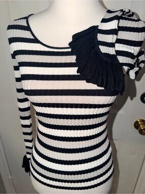 Scripted | XS NWoT color block w/metallic striped Blouse w/Ruffle sleeves